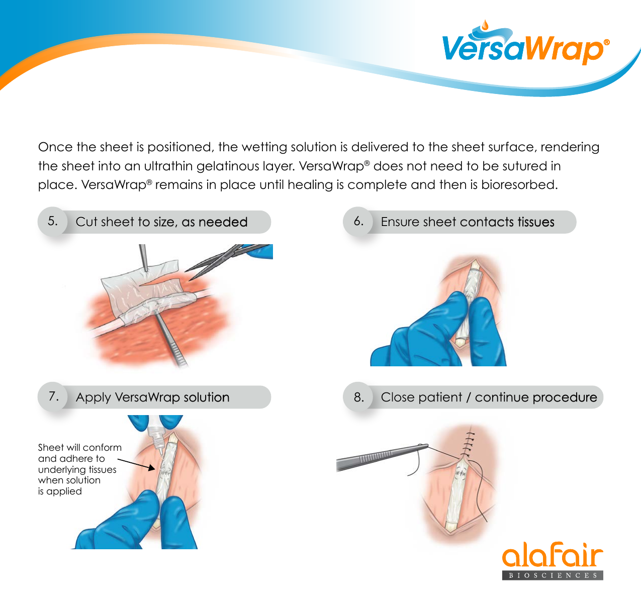 VersaWrap HA/alginate hydrogel — sheet with wetting gel Application Kit.